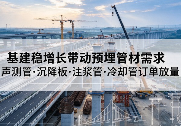 回民基建稳增长带动预埋监测管材需求，声测管、沉降板、注浆管订单持续放量